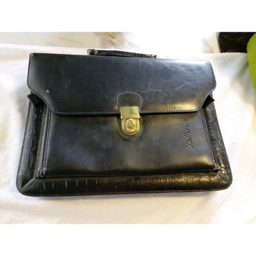 vintage Bellerose Faux Leather briefcase portfolio 80s classic Missing Strap - Picture 11 of 16